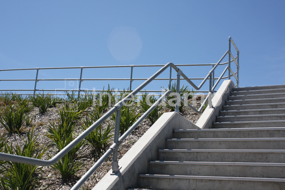 Modular table clamp handrail on stairs, Melbourne, Australia